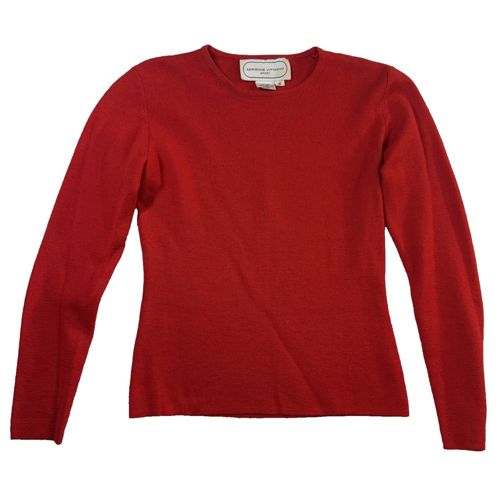 VTG 90s Adrienne Vittadini 100% Wool Sweater Womens S Red Dark Academia Preppy